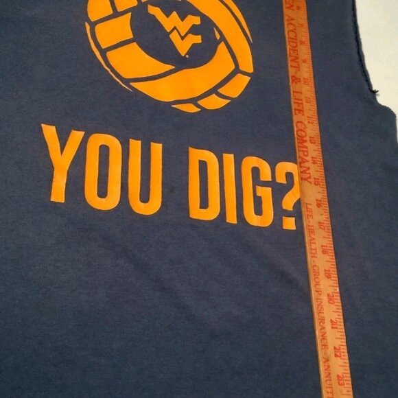WVU Mountaineers Volleyball Shirt M You Dig Cutoff Slvs Muscle Tank Distressed - Picture 5 of 14